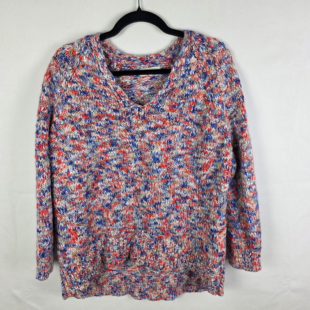 Lou & Grey for LOFT Multi Color Space Dye Chunky Knit V-Neck Sweater XL